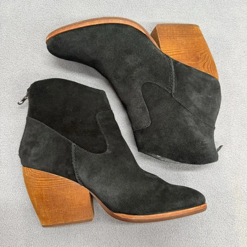 Kork Ease Lapra Wedge Boots‎ Womens 10M Black Suede Leather Western Boho Casual